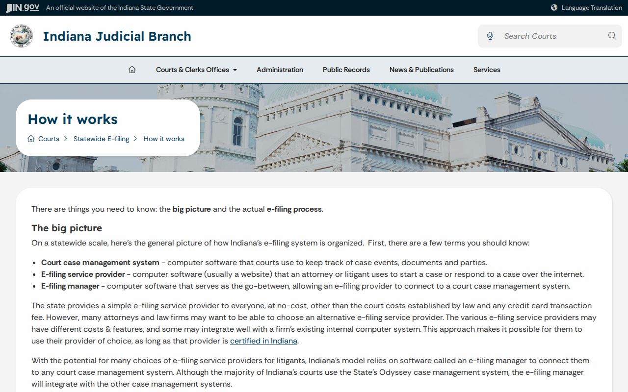 Boswell court docket Indiana e-filing model