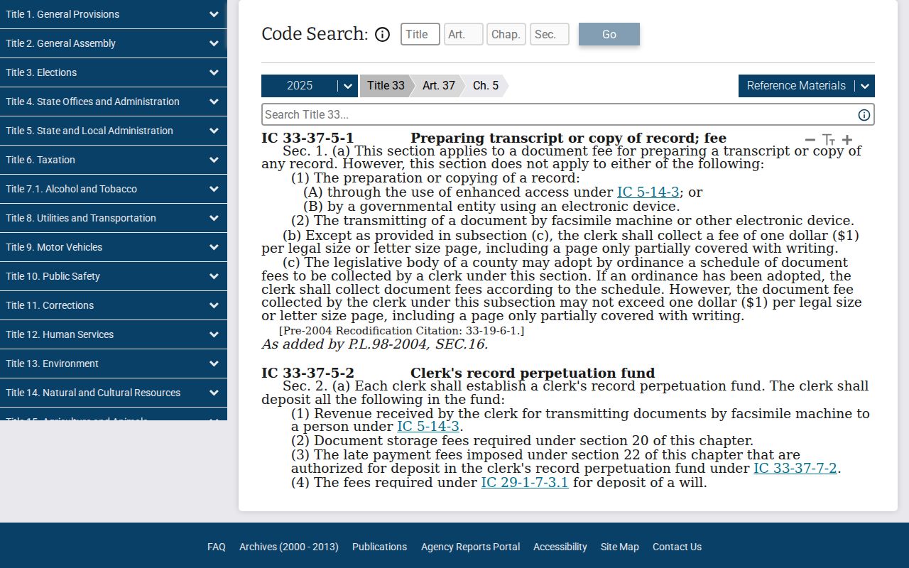 Benton County civil docket copy fee statute