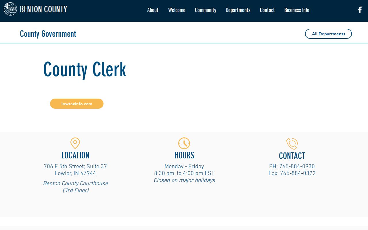 Benton County civil docket Clerk services and forms