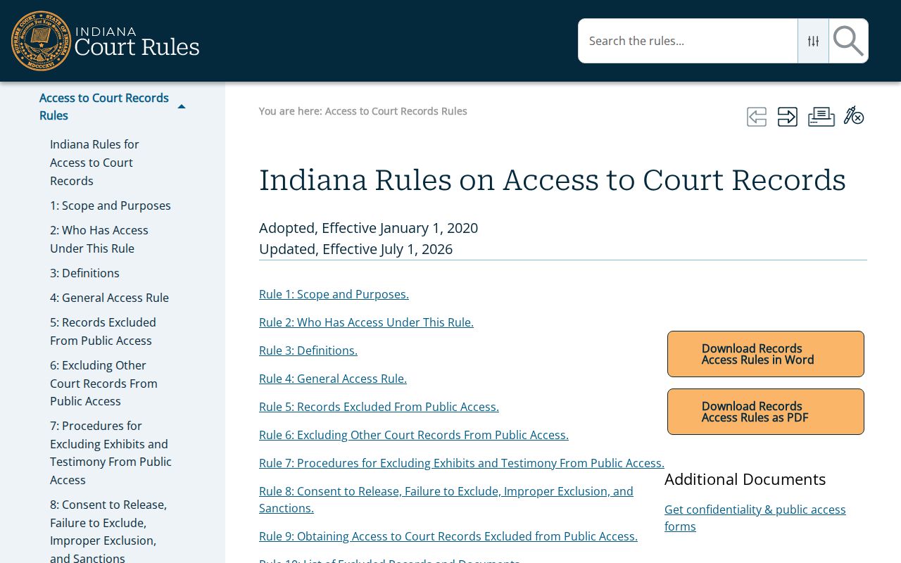 Benton County criminal docket Indiana access rules