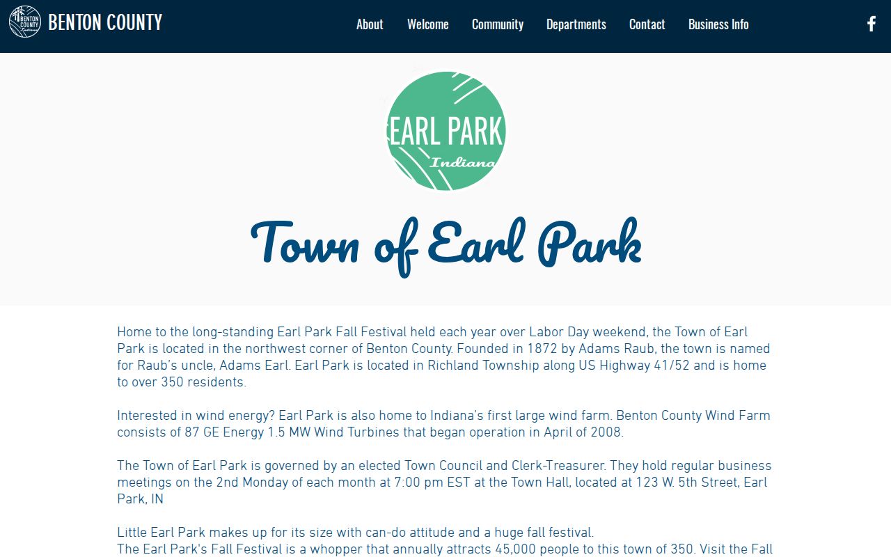 Official Earl Park town profile and local context for court docket searches