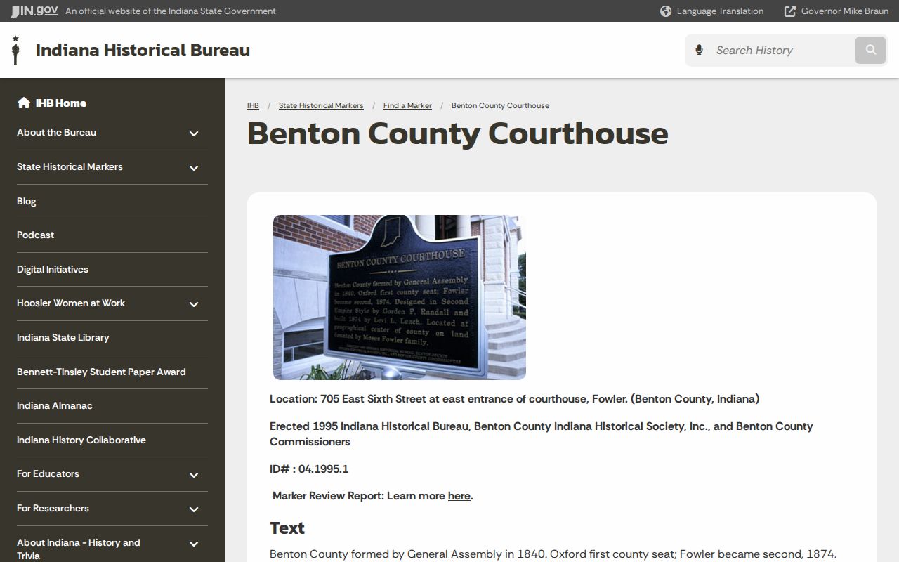 Benton County courthouse history for court docket record visits
