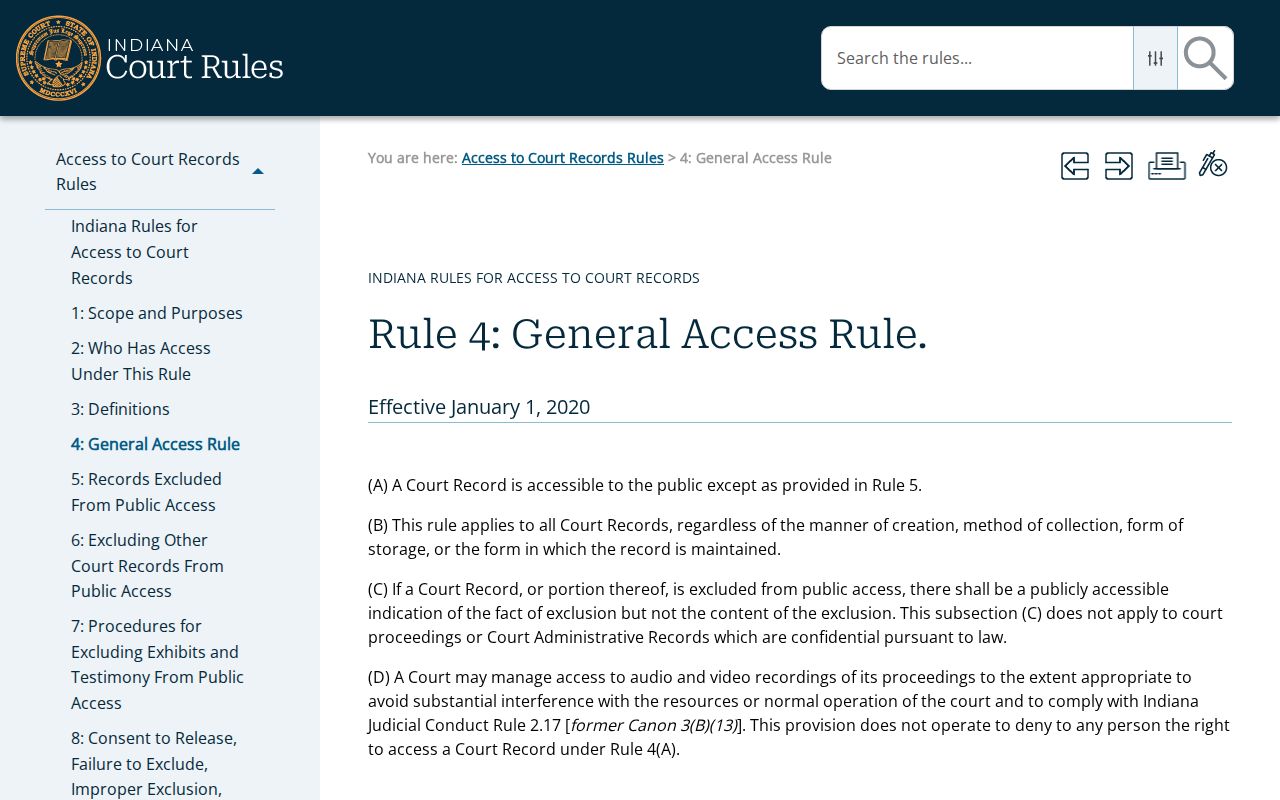 Indiana Rule 4 for Benton County court record access