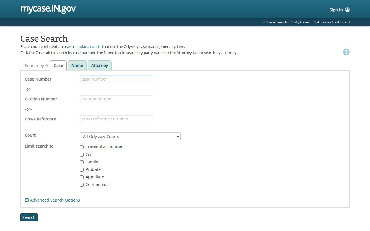 Benton County case search MyCase landing page
