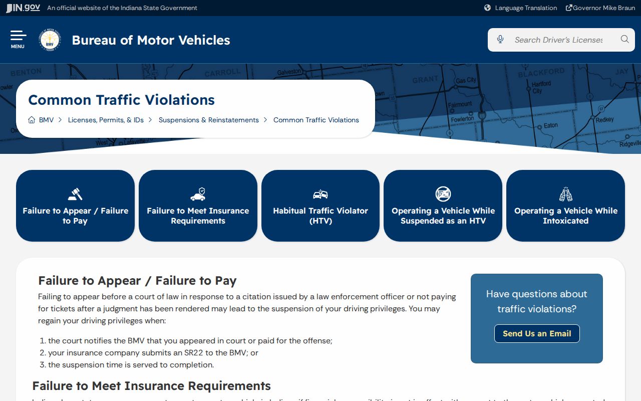 Indiana BMV traffic violation consequences related to Benton County tickets